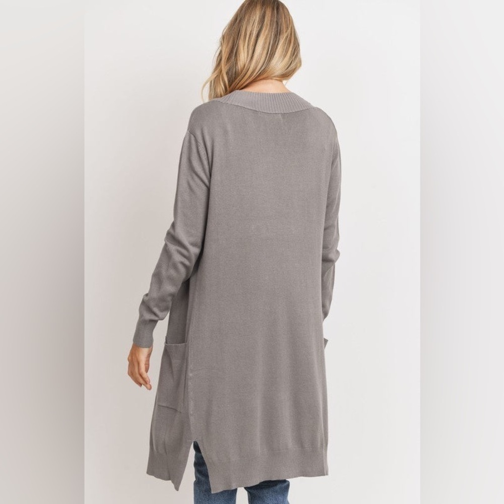 Cherish Long Cardigan Sweater Size Small Gray Open Front Pockets Cozy NWT - Picture 4 of 4